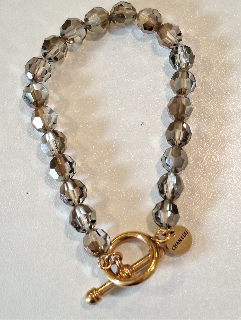 CHAN LUU SMOKEY AB SWAROVSKY CRYSTAL BRACELET WITH TOGGLE CLASP